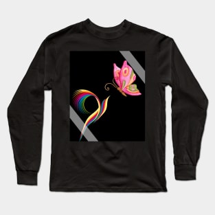 Bird and Butterfly Design Long Sleeve T-Shirt